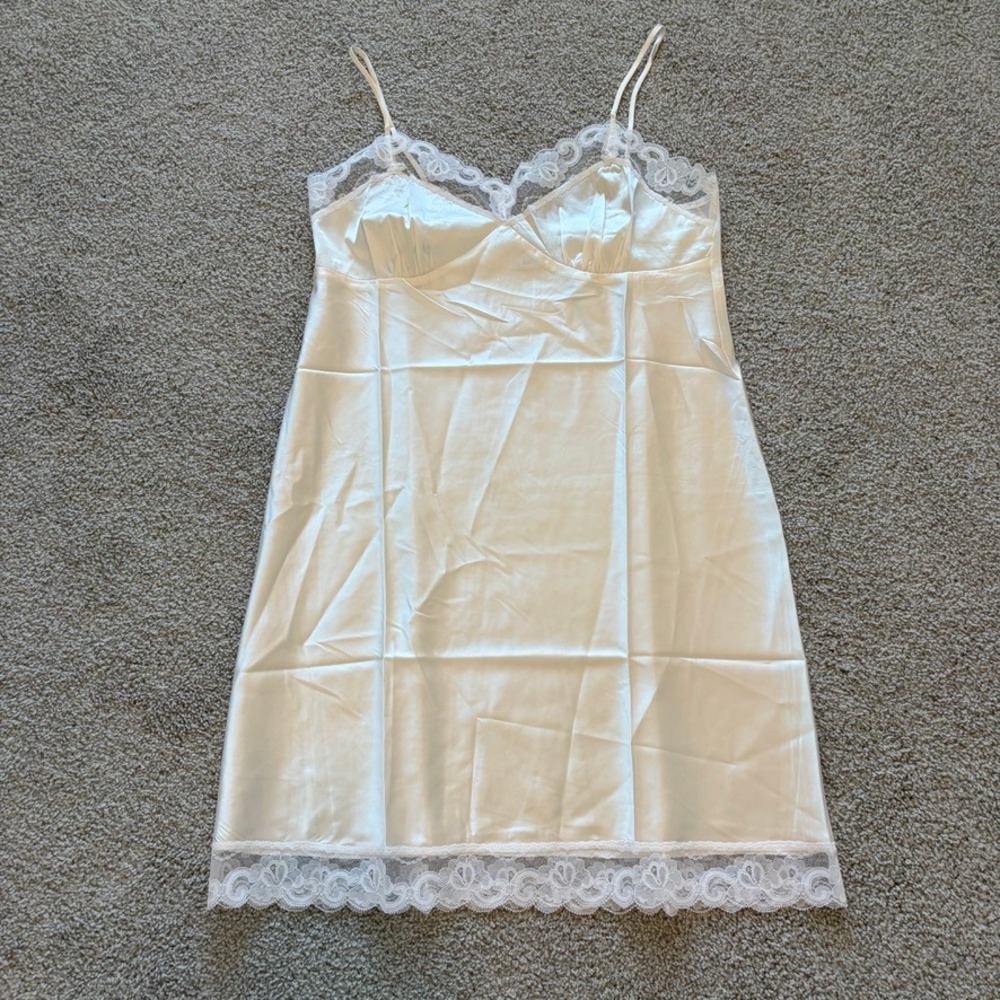 Trina Turk Ivory Lace-Trim Slip Dress